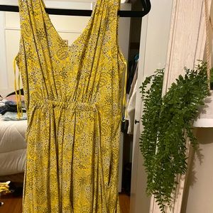 Yellow Floral Dress with Pockets